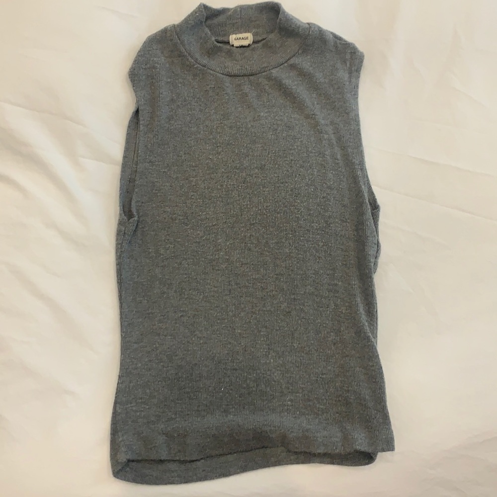 Garage cropped sleeveless mock neck tank